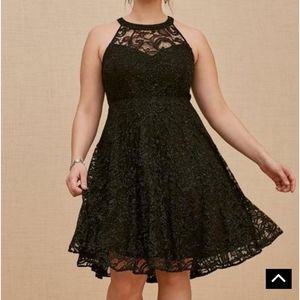 Torrid Mini Lace Skater Dress in Deep Black Size 22